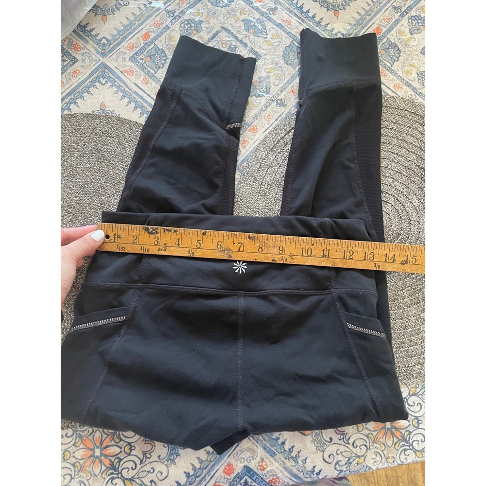 Athleta Womens Black Mesh Panel 7/8 Leggings Side Pockets Size S Small - Picture 4 of 4
